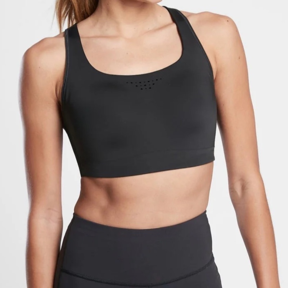 ATHLETA Phenomena Bra black X straps supportive high impact 38D new